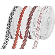 39 Yards Football Ribbon 4 Style Sports Ribbon 3/8 Inch Polyester Baseball Ribbon Basketball Soccer Grosgrain Ribbon Ball Crafts Ribbon for Gift Wrapping Hair Bows Crafting for DIY